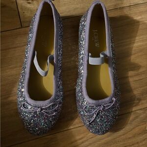 J. Crew Purple Glitter Ballet Flats